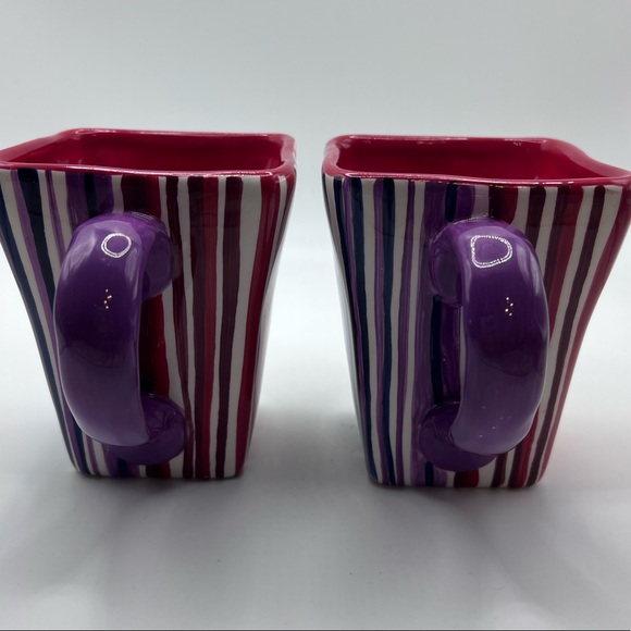 Tabletops Lifestyles rainbow stripe coffee mugs (2) - Picture 2 of 7